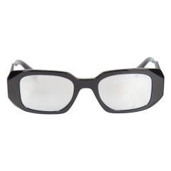 Prada Black Symbole Geometric Rectangular Sunglasses