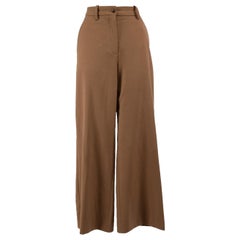 Maje Brown Wool Wide Leg Trousers Size L
