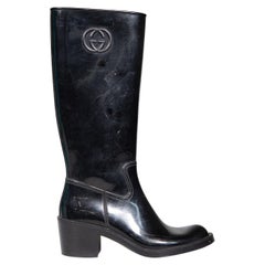 Gucci Black Interlocking GG Rain Boots Size IT 38