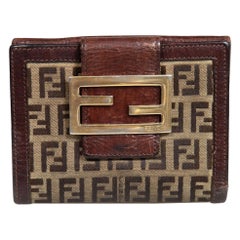 Portefeuille Fendi Brown FF Logo Zucchino
