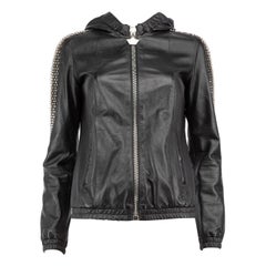 Philipp Plein Chaqueta de cuero negro con tachuelas Talla S