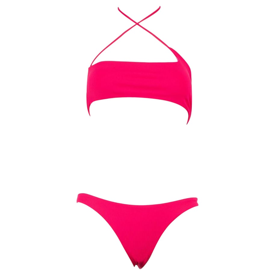 The Attico Pink Logo Detail Bikini Size M