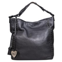 Dior 2007 Black Leather Ethnic Grommet Hobo
