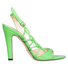Gucci Green Leather Slingback Sandals Size IT 39