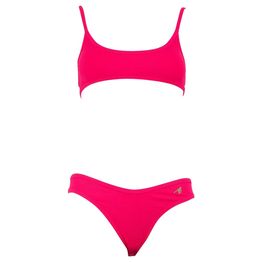 The Attico Pink Ribbed Bikini Size XS