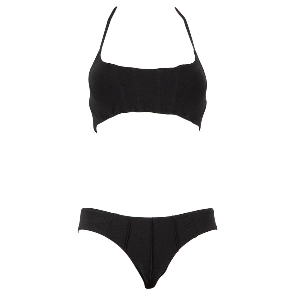 Lisa Marie Fernandez Black Boned Halter Neck Bikini Size S For Sale