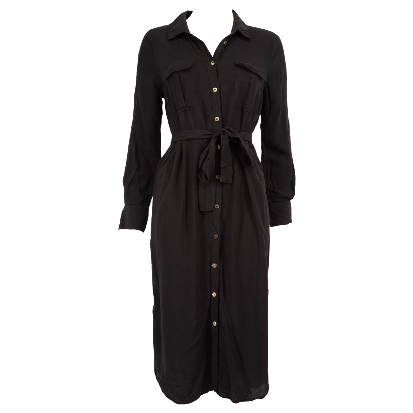 Melissa Odabash Black Pocket Detail Belted Dress Size M For Sale
