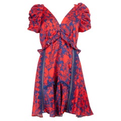 Self-Portrait Floral Print Ruffle Trimmed Dress Size M