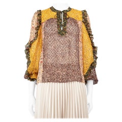 Ulla Johnson Floral Seide Patchwork Rüschen Top Größe XS
