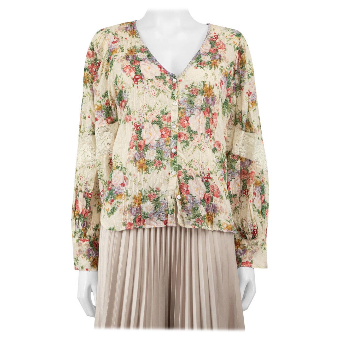 LoveShackFancy Camicetta a maniche lunghe con stampa floreale taglia M.