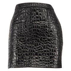 Saint Laurent Black Croc Jacquard Mini Skirt Size M