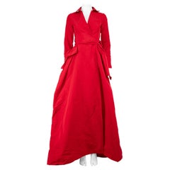 Carolina Herrera Red Maxi Long Sleeve Dress Size XXS