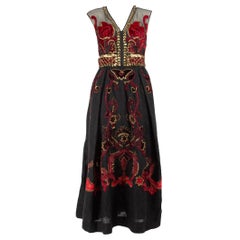 Alberta Ferretti Embroidered Wool Midi Dress Size S