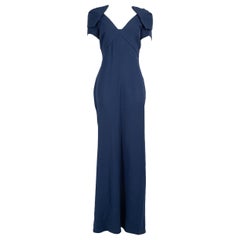 Antonio Berardi Maxivestido azul marino con escote en V Talla L