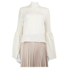 Rejina Pyo Ecru Mock Neck Long Sleeve Top Size L
