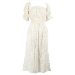 Sleeper Ecru Floral Square Neck Midi Dress Size M