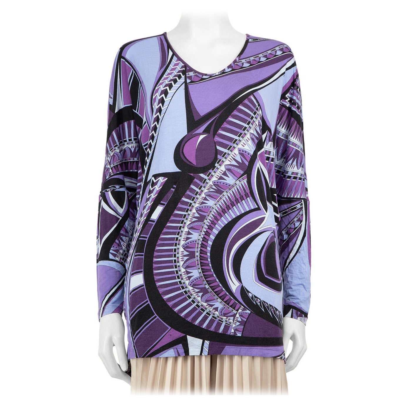 Emilio Pucci Purple Abstract Printed Top Size L For Sale at 1stDibs