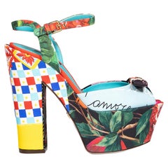 Dolce & Gabbana Patchwork Floral Platform Sandals Size IT 38