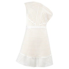 Self-Portrait White Mesh Stripe Mini Dress Size XL