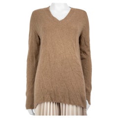 Céline Beige Cashmere V-Neck Knit Jumper Size S