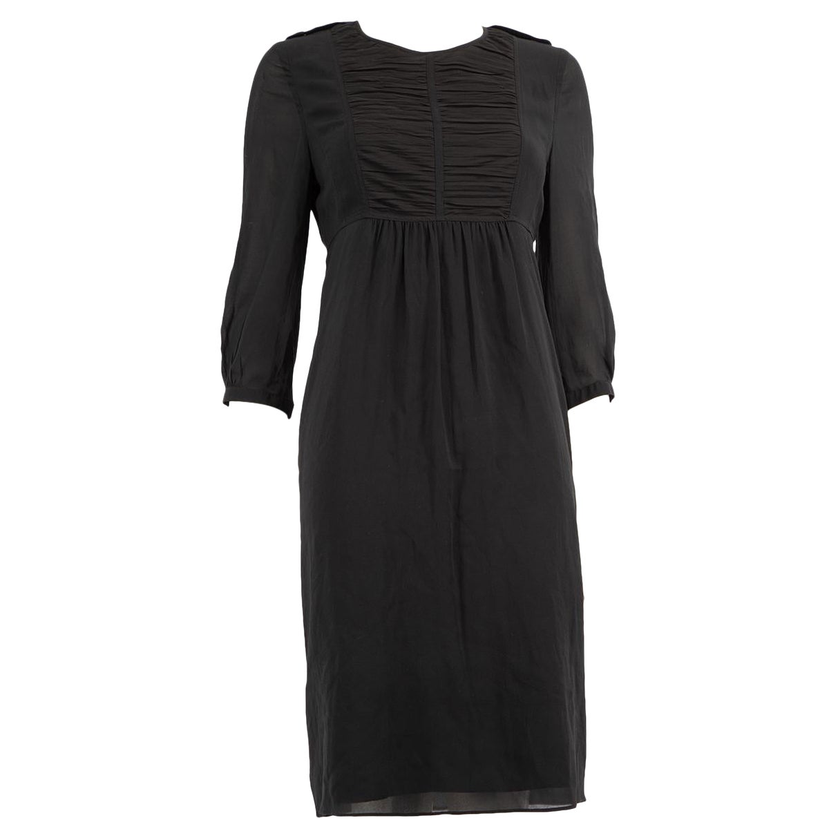 Burberry Black Ruch Detail Panel Dress Size M For Sale