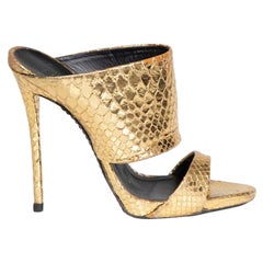 Giuseppe Zanotti Gold Leather Embossed Mules Size IT 36.5