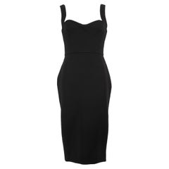 Victoria Beckham Black Sweetheart Neck Midi Dress Size L