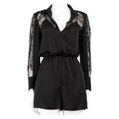 Maje Schwarzer Playsuit mit Spitze getäfelt Größe S