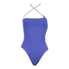 The Attico, maillot de bain asymétrique bleu à côtes, taille XS