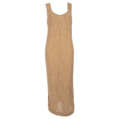 Dolce & Gabbana Beige Wool Lace Midi Dress Size XXL