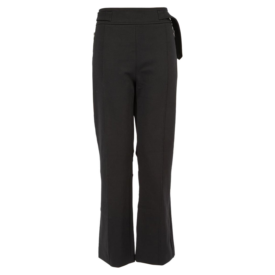 Max Mara Black Zip Detail Straight Leg Trousers Size XXL For Sale