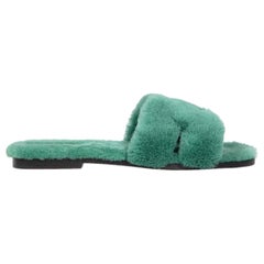 Hermès Green Shearling Oran Sandals Size IT 40