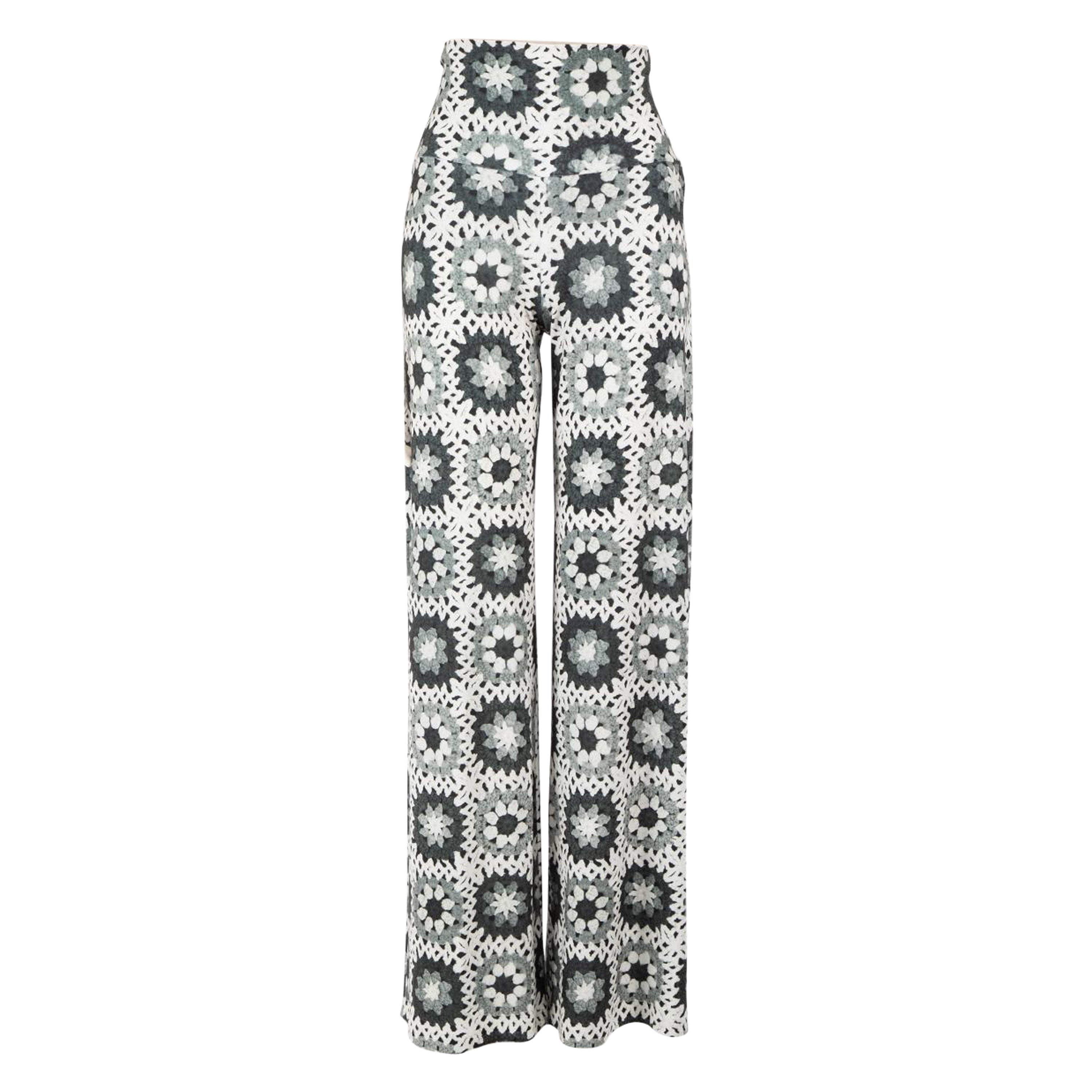 Norma Kamali Grey Crochet Pattern Trousers Size XXS