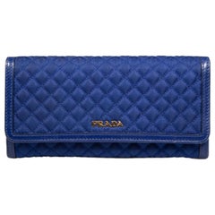 Prada Blue Tessuto Nylon Quilted Continental Wallet