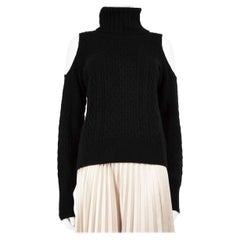Theory Black Wool Turtleneck Cold Shoulder Jumper Size M