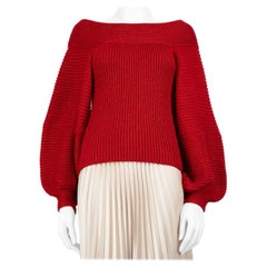 Oscar de la Renta Red Glitter Accent Knit Jumper Size M