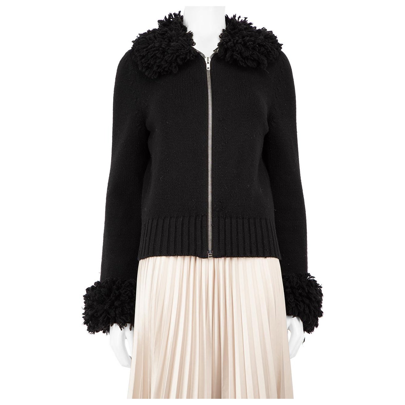Céline Black Cashmere Full-Zip Knit Jacket Size L