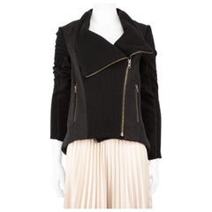 Helmut Lang Schwarze Bikerjacke aus Wolle Größe S