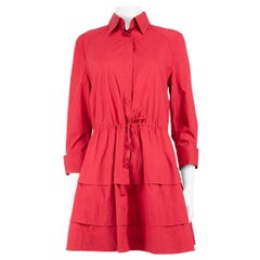 Azzedine Alaïa Red Drawstring Tiered Mini Dress Size M