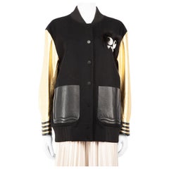 Fendi Wool Monster Logo Fur Trim Bomber Jacket Size L