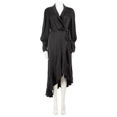 Zimmermann Black Silk Midi Wrap Dress Size L