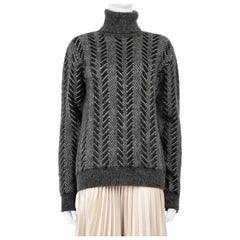 Saint Laurent Grey Mohair Chevron Knit Jumper Size XS