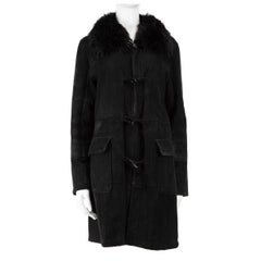 Yves Salomon Black Rabbit Fur Suede Coat Size L