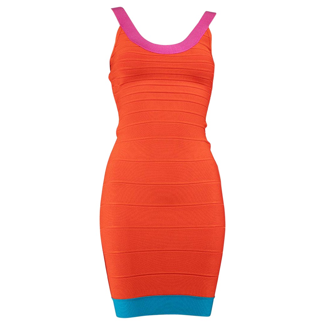 Herve Leger Colorblock Bandage Mini Dress Size XS For Sale