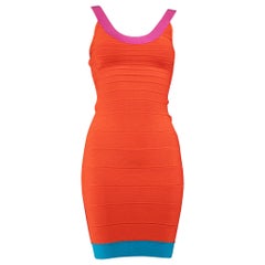 Herve Leger Mini Vestido Bandage Colorblock Talla XS