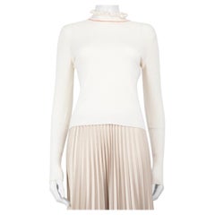 Chloé Ecru Wolle Ruffle Akzent Puffärmel Pullover Größe XS