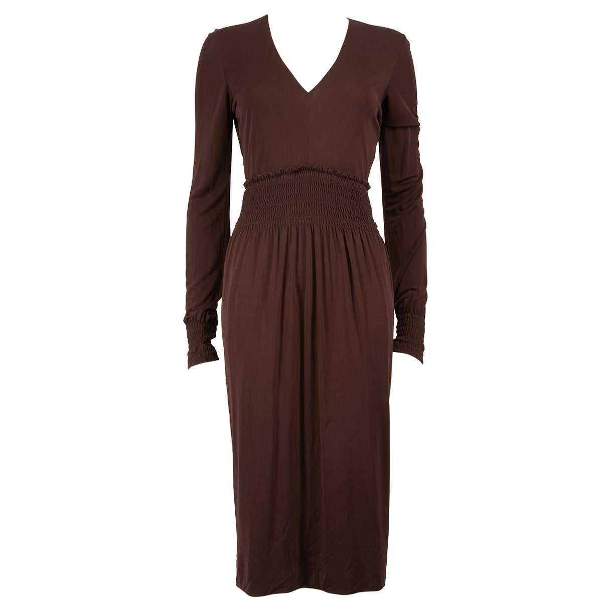 Gucci - Vestito midi marrone con dettaglio increspato - taglia L.L.A.