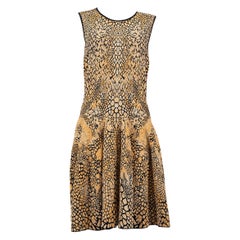 Alexander McQueen Brown Knit Pattern Knee Length Dress Size L