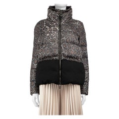Moncler Leopard Argentee Quilted Down Jacket Size L