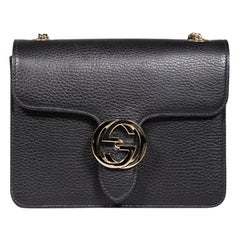 Gucci Black Leather Interlocking G Crossbody Bag